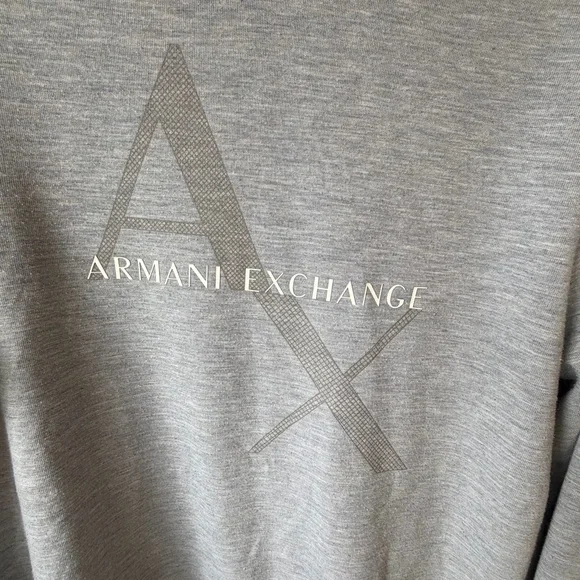 Armani Exchange A|X Gray Logo Sweatshirt L – Minimal Designer Pullover Crewneck - Picture 5 of 10
